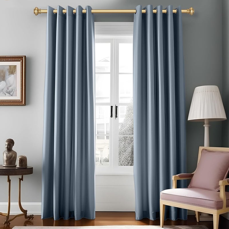 SIMEWIN Heavy Duty Curtain Rods for Windows 72 to 144 Inches, 1 Inch Gold Curtain Rod for Bedroom, Living Room, Patio, Kitchen, Adjustable Curtains Rods with Classic Finials, Gold Finishing - Image 3